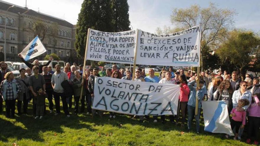 Protesta de la flota de volanta en Santiago en noviembre de 2015.