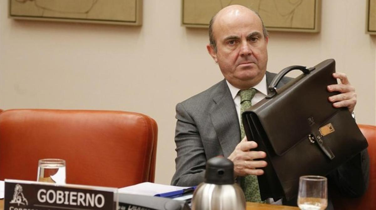 Luis de Guindos, a la Comissió d’Economia del Congrés.