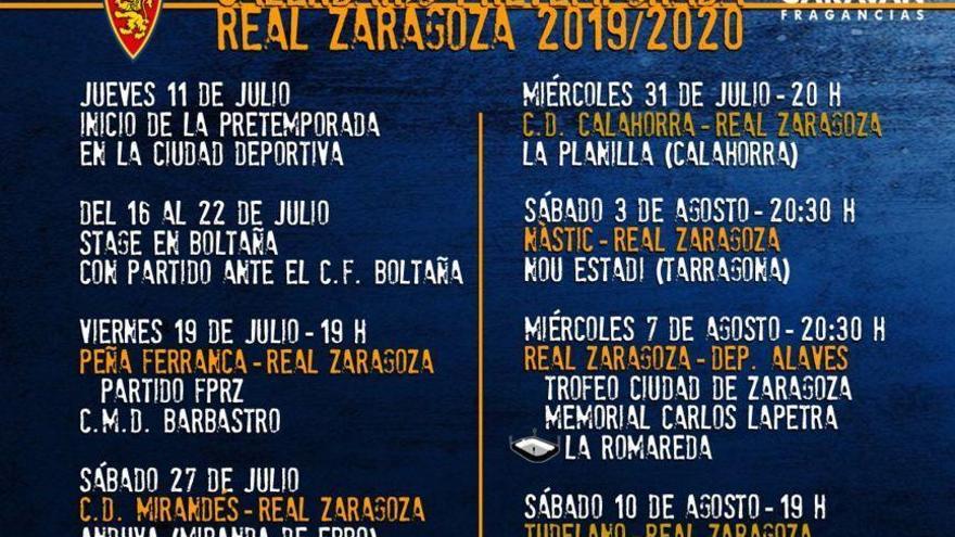 El Real Zaragoza jugará el Memorial Carlos Lapetra el 7 de agosto contra el Alavés