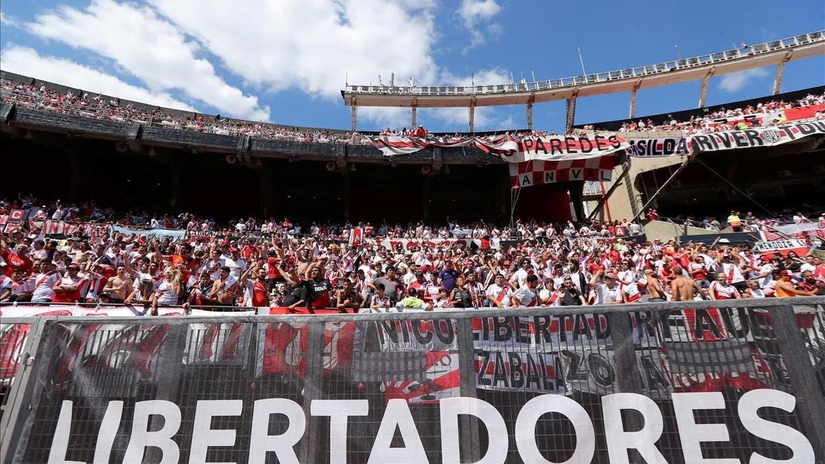 Una imagen de la grada de River antes del partido de ida de la Libertadores