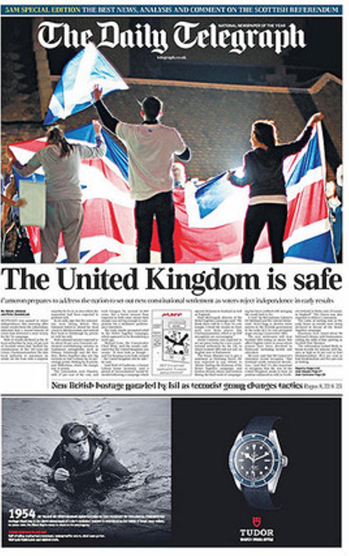 La portada de ’The Daily Telegraph’.
