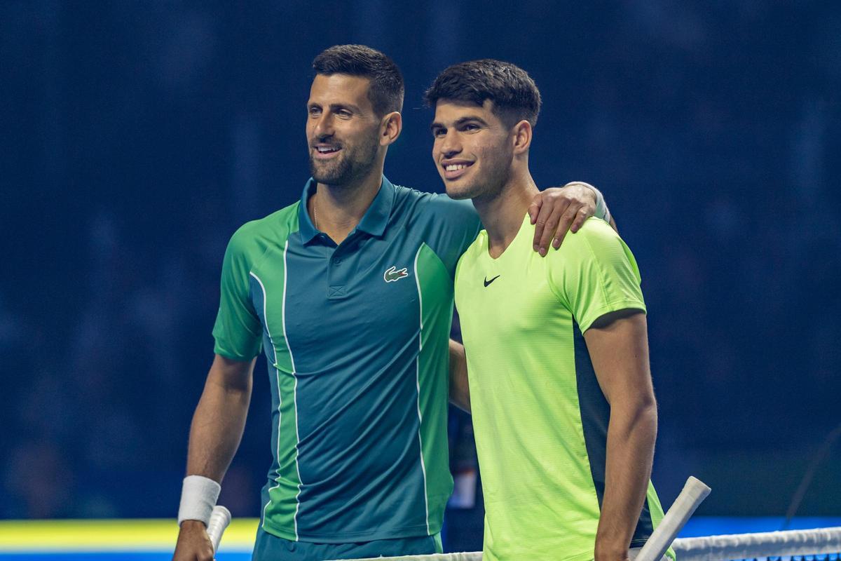 Novak Djokovic, Carlos Alcaraz play tennis exhibition match in Riyadh
