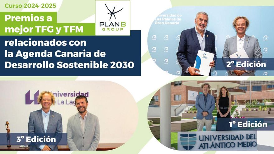 Alberto Santana, director general de Plan B Group, junto a los diferentes rectores de universidades en Canarias