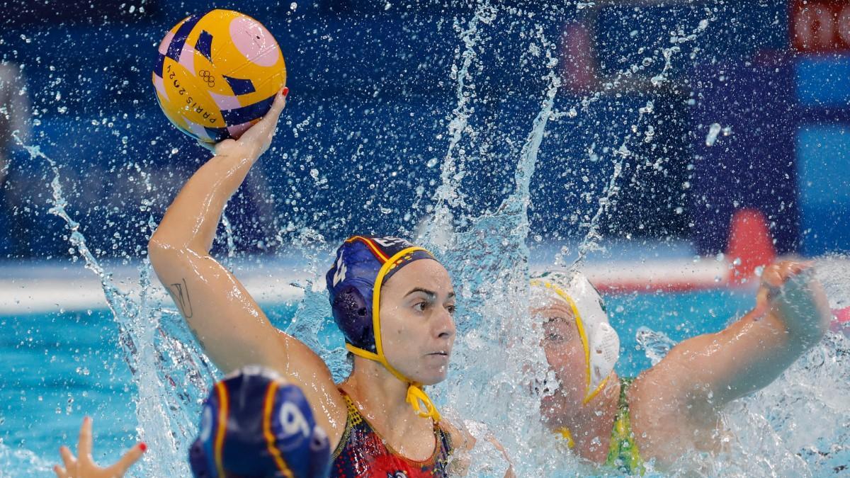 Bea Ortiz, durante la final de waterpolo femenino de los Juegos Olímpicos entre Australia y España