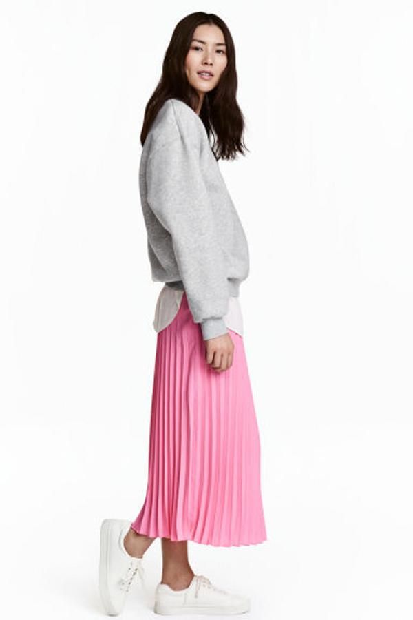 Falda plisada rosa de H&M