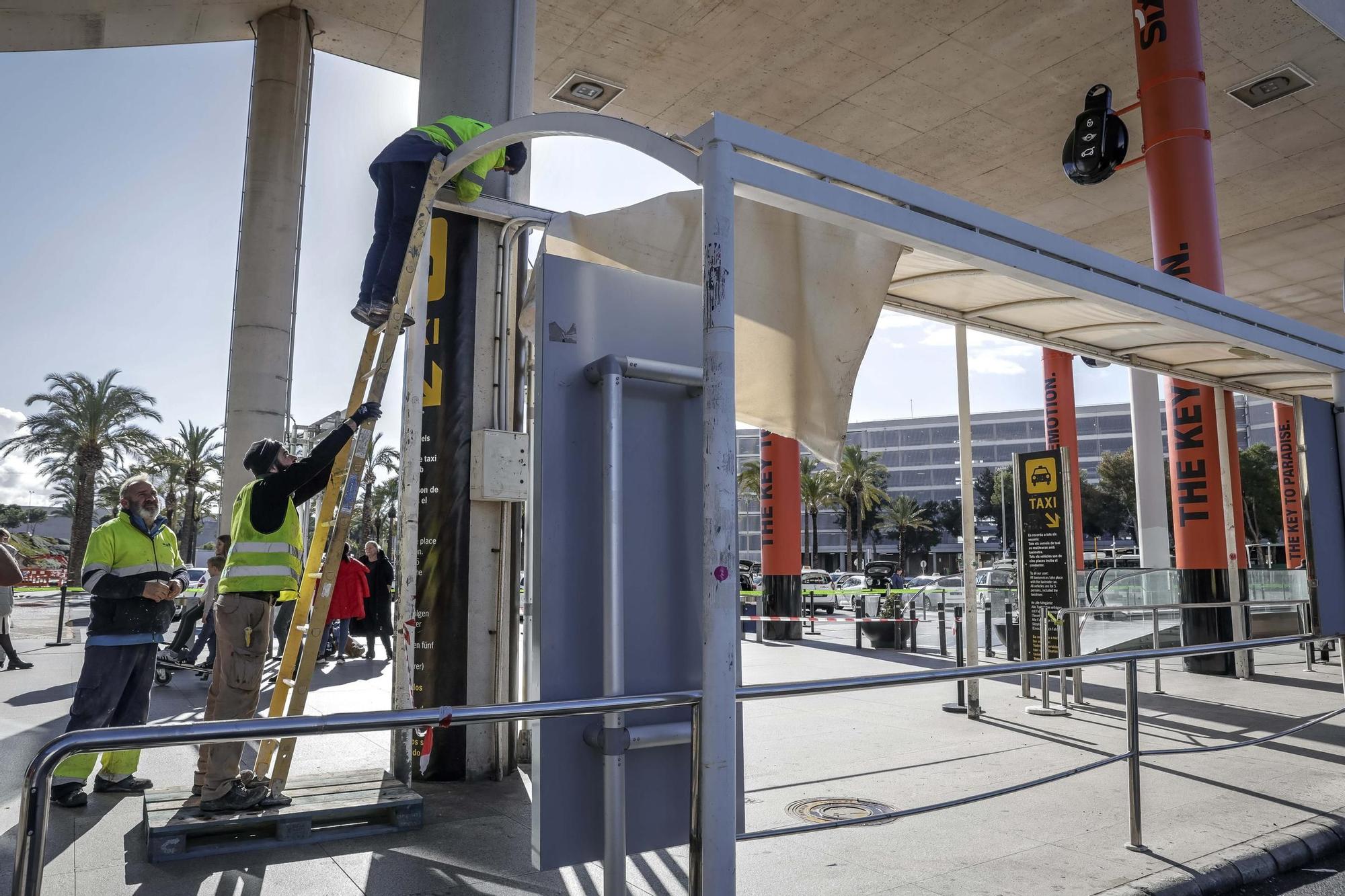 Obras en el aeropuerto de Palma: Las fotos de la renovada parada parada de taxis
