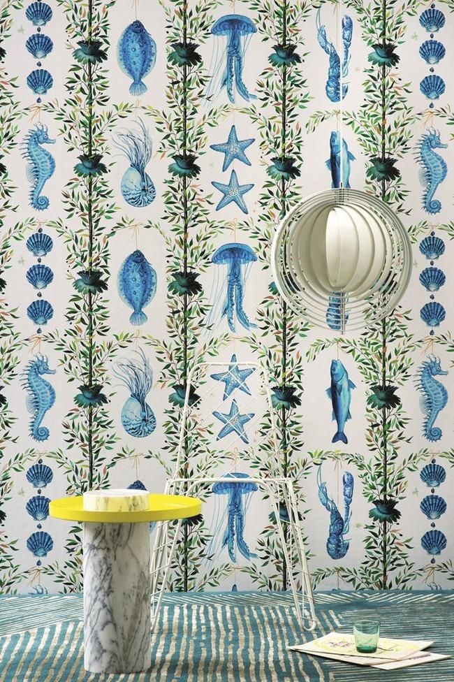 Tendencia marina en decoración: papel 'Bonne Peche' de Pierre Frey