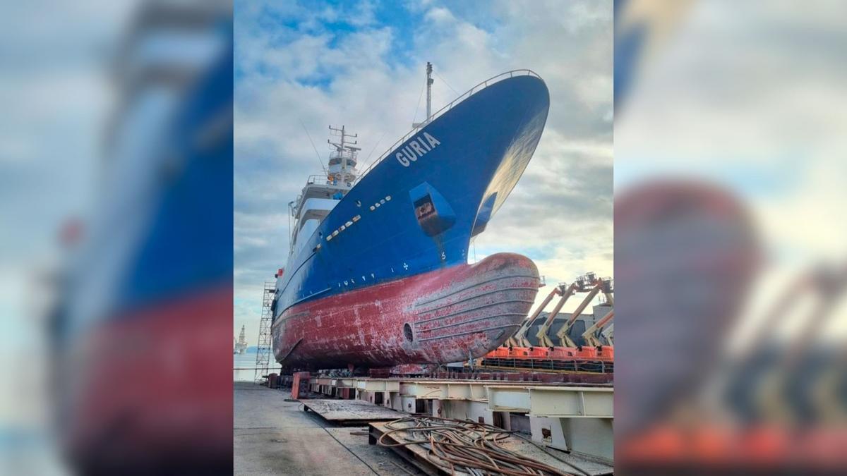 El «Guria», en el carro de Repnaval, en Las Palmas