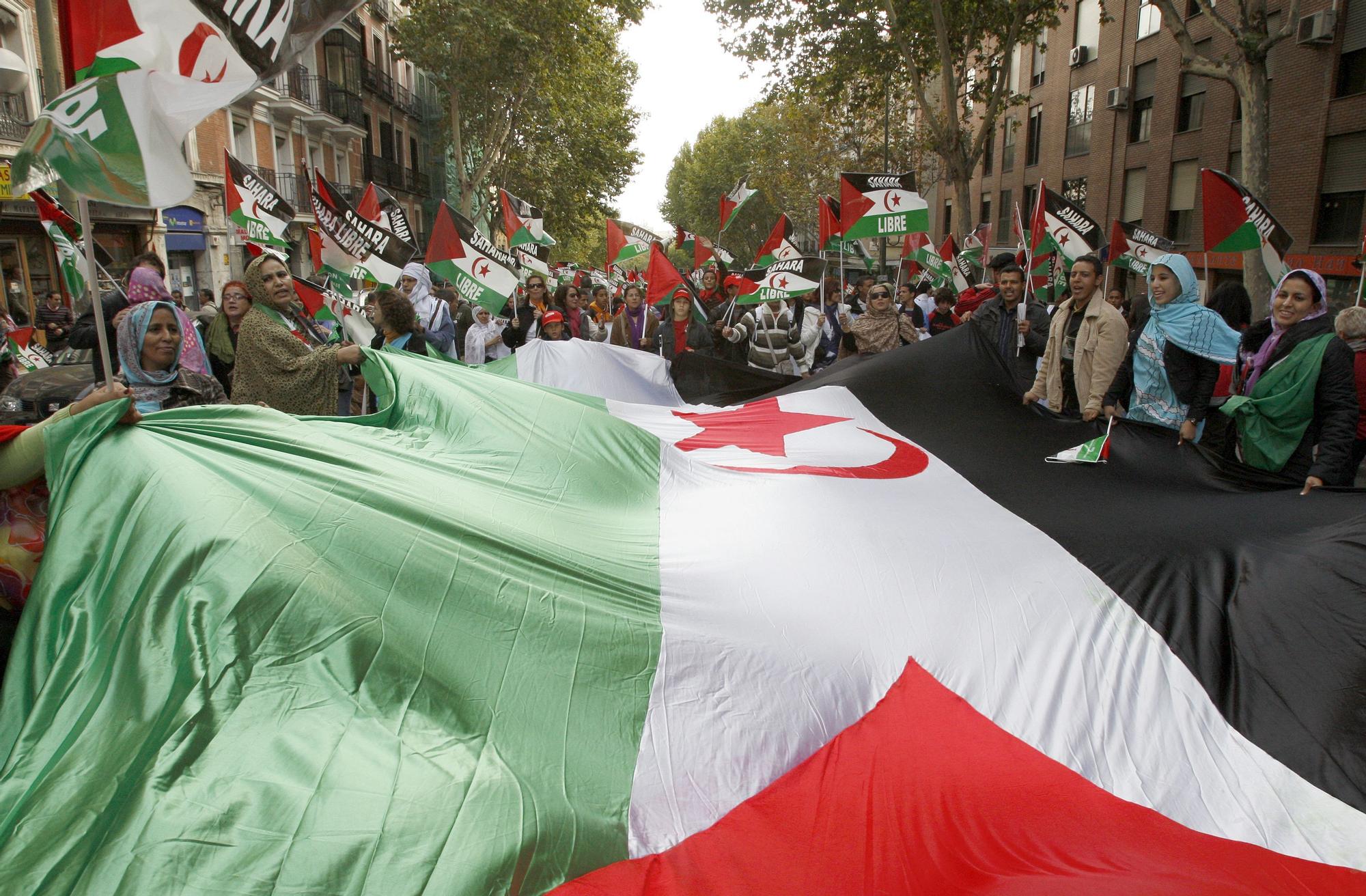 Manifestación en Madrid a favor de la independencia del Sáhara Occidental y por la libertad de los presos saharauis encerrados en las cárceles marroquíes en una imagen de archivo.