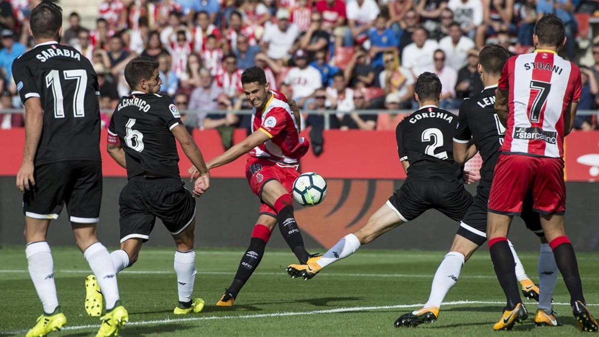 Juanpe, en acción en el partido contra el Sevilla