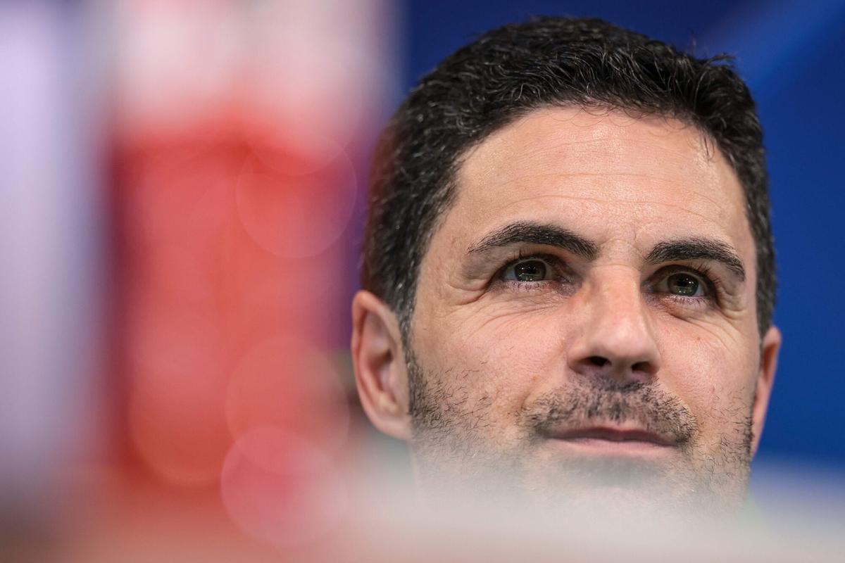Mikel Arteta en la rueda de prensa previa al partido frente al Sporting de Portugal.