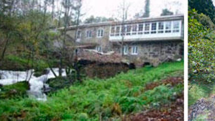 Uno de los molinos de la aldea que se vende en Miño, complejo en Cerceda y, a la derecha, espectacular restauración al borde del Mendo en Betanzos.