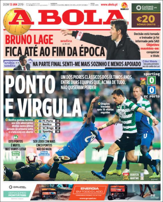 Portada A BOLA domingo 13 enero 2019