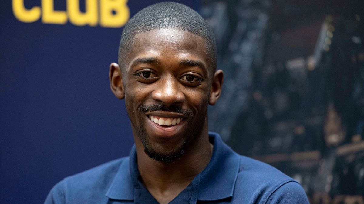 Dembélé, sonriente durante la entrevista con Diario SPORT