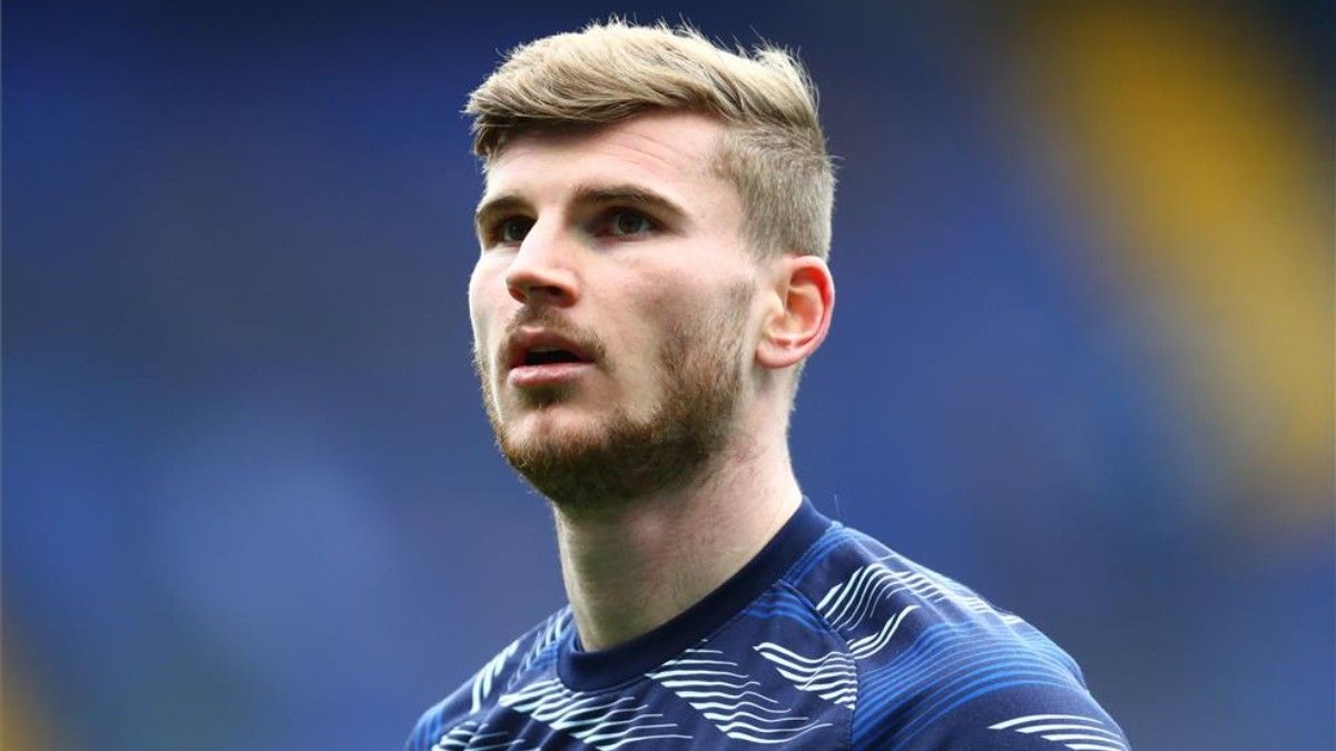 Werner, en un calentamiento con el Chelsea