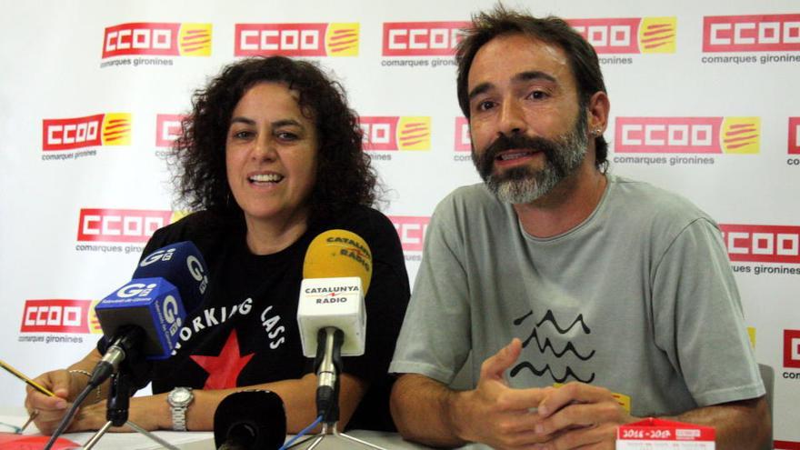 Responsables de CCOO durant la roda de premsa