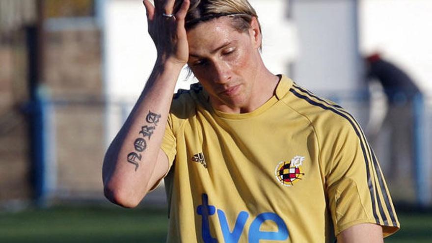 Fernando Torres, en el entrenamiento de ayer