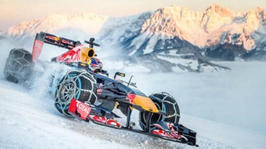 Verstappen conduce un Fórmula1 en la nieve