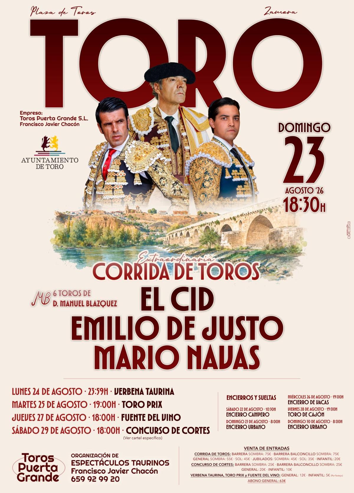 Cartel programación feria taurina Toro