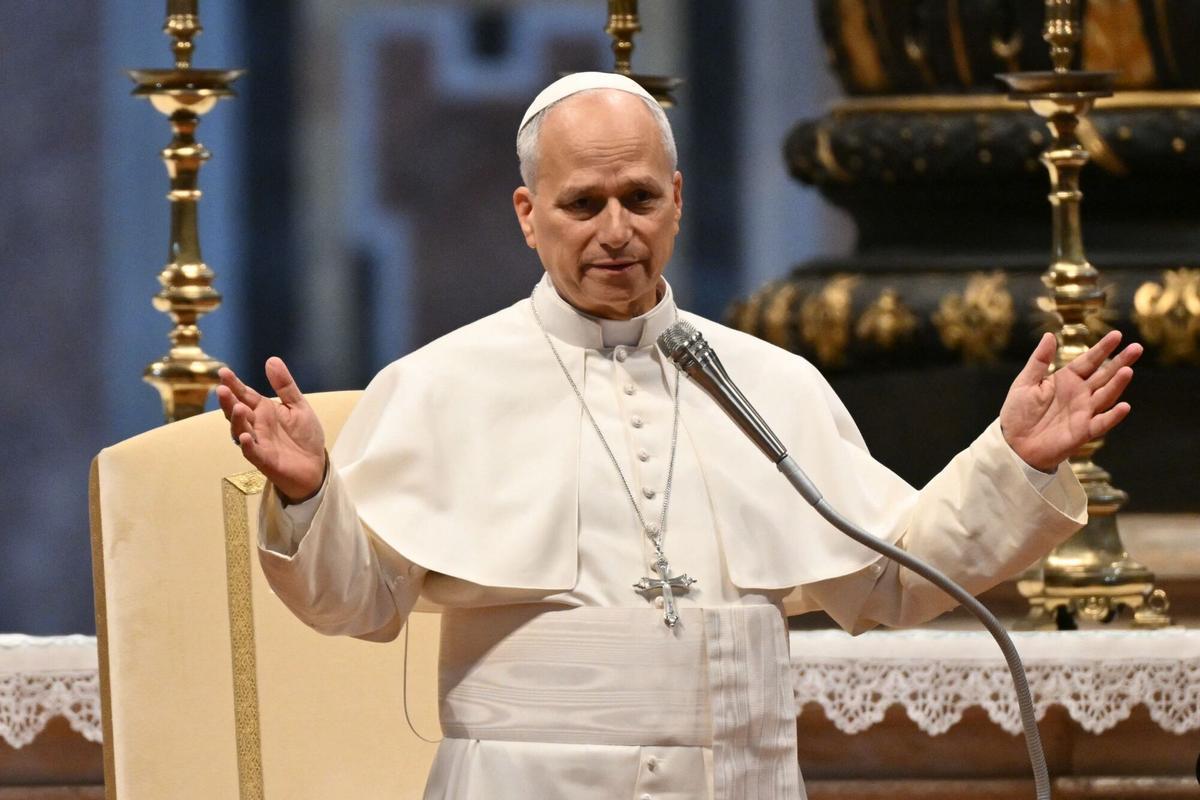 El papa León XIV, durante su audiencia general semanal en la basílica de San Pedro del Vaticano, este miércoles.