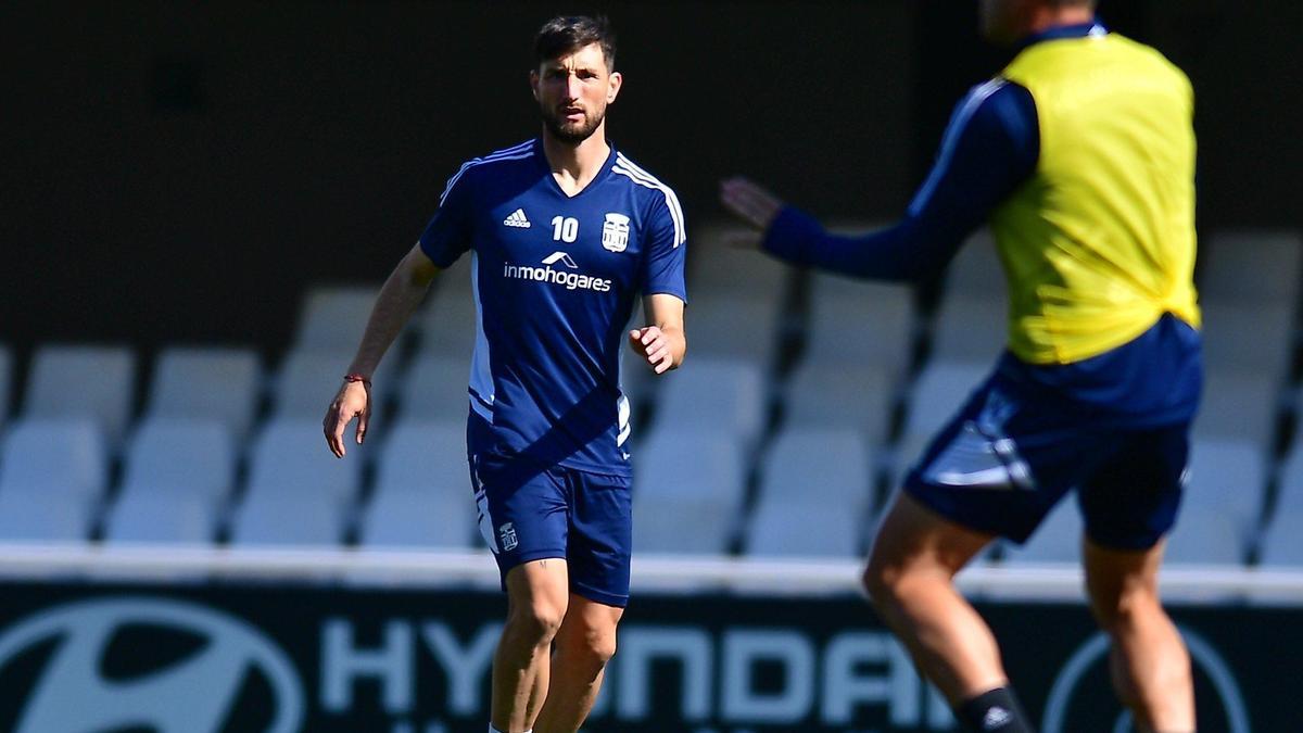 Borja Valle, en el entrenamiento de esta mañana