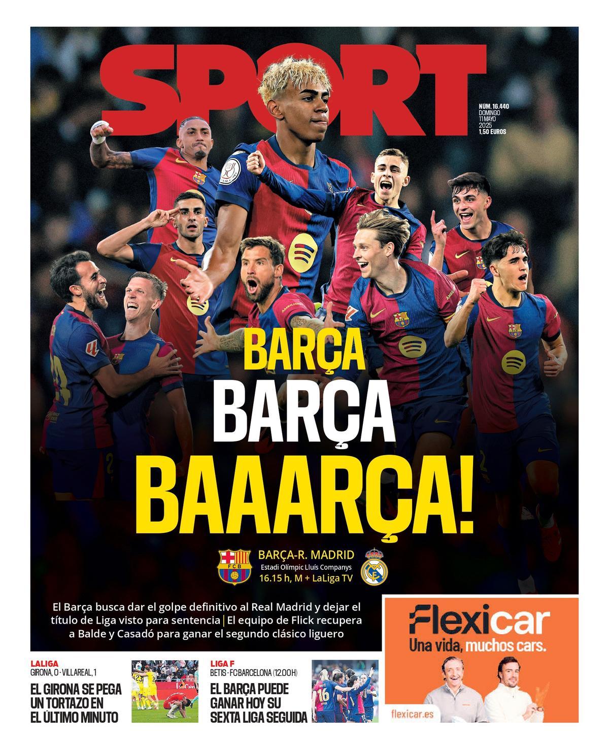 Esta es la portada de SPORT de hoy, domingo 11 de mayo de 2025
