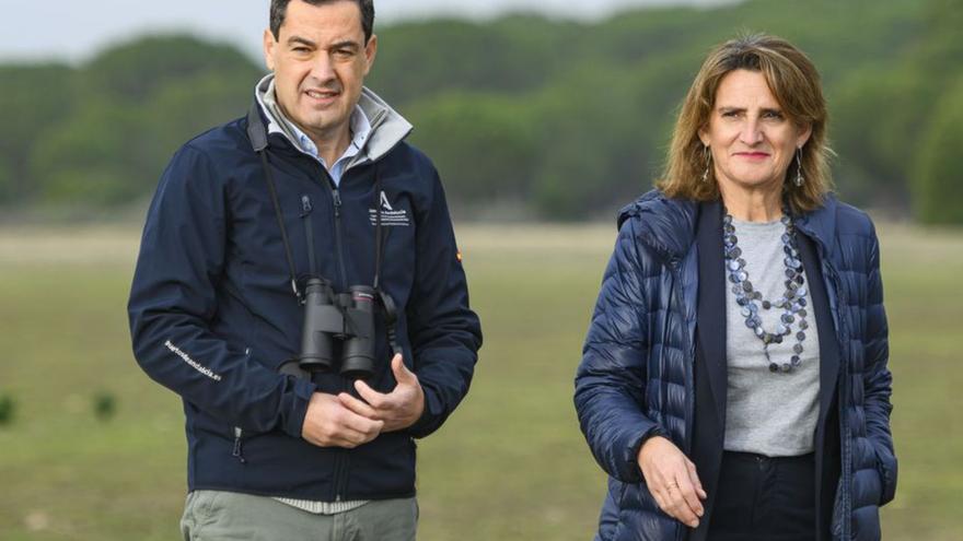 Moreno y Ribera en una visita a Doñana.