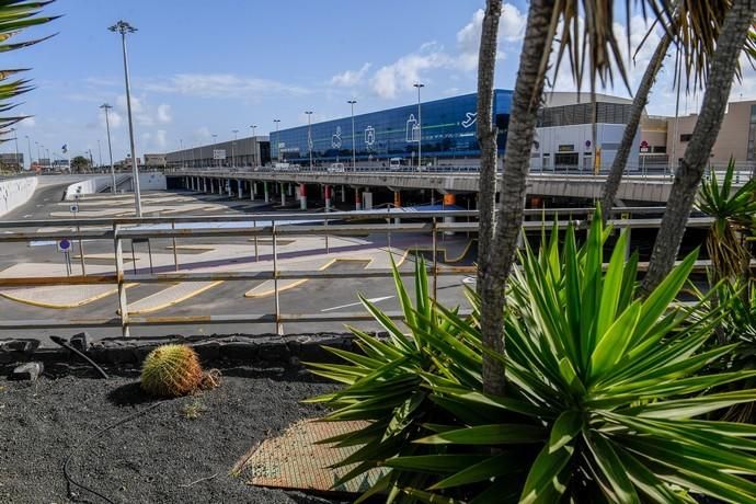 26-03-20  GRAN CANARIA. AEROPUERTO DE GRAN CANARIA. INGENIO TELDE. . Efecto del Covid-19 en el Aeropuerto de Gran Canaria, plataforma de aparcamiento de aviones vacía, últimos turistas y últimos en llegar.  Fotos: Juan Castro.