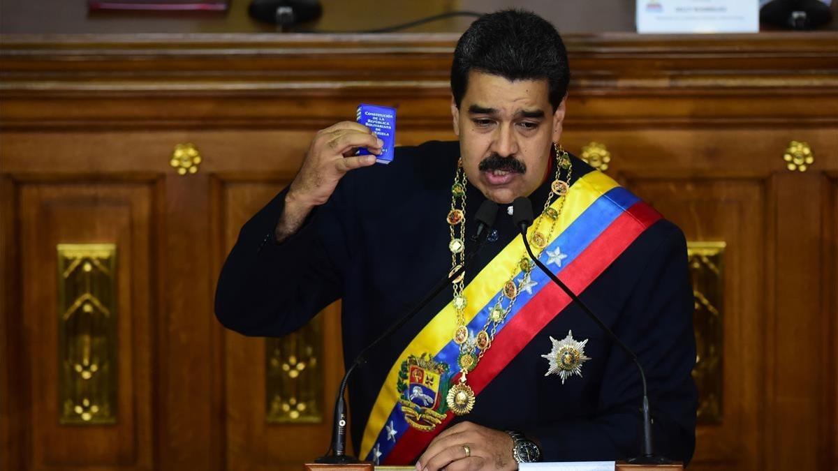 Maduro interviene ante la Asamblea Constituyente, en Caracas, el 10 de agosto.