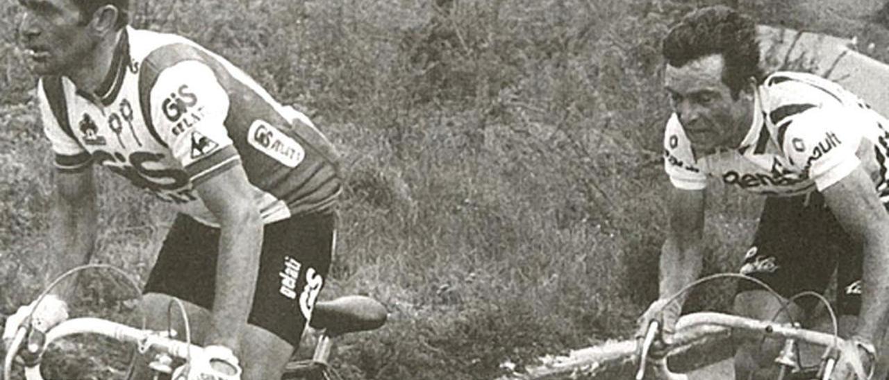 Panizza, delante de Hinault durante el Giro de 1980.
