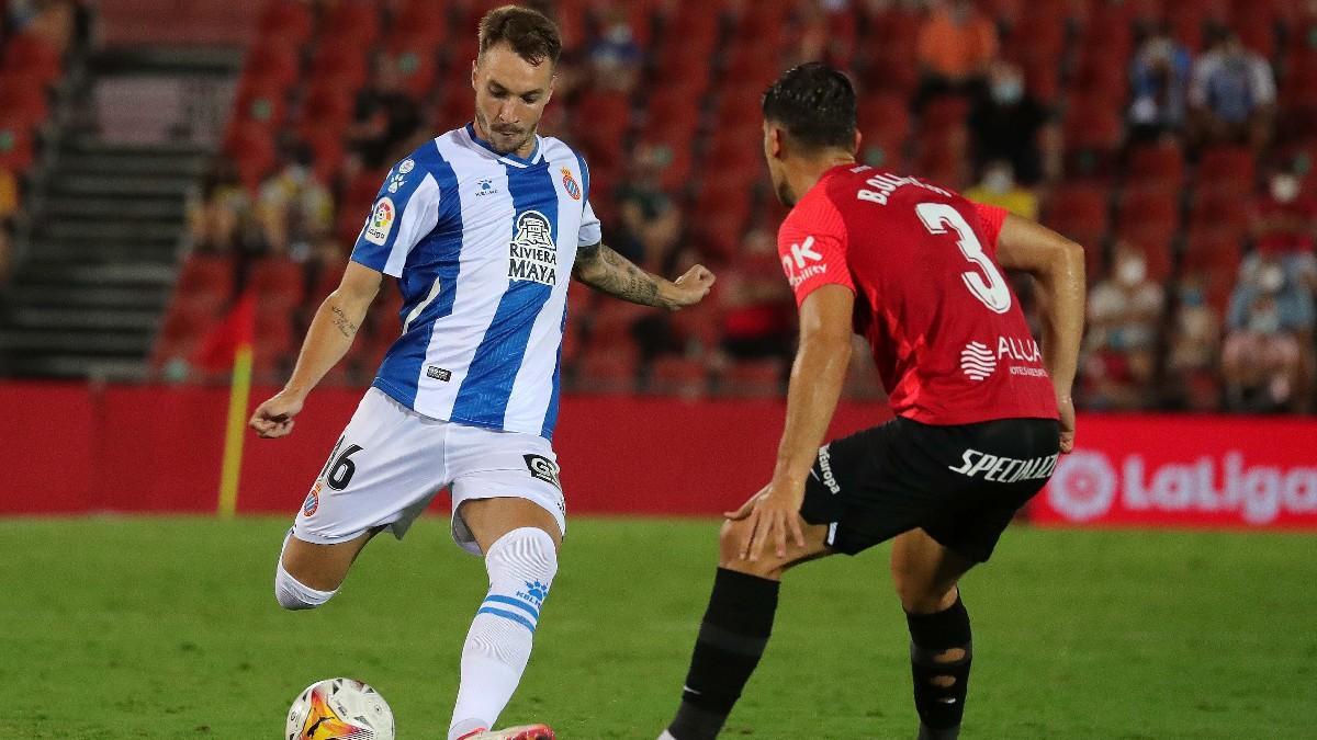 Loren Morón, con la camiseta del Espanyol en un partido frente al Mallorca