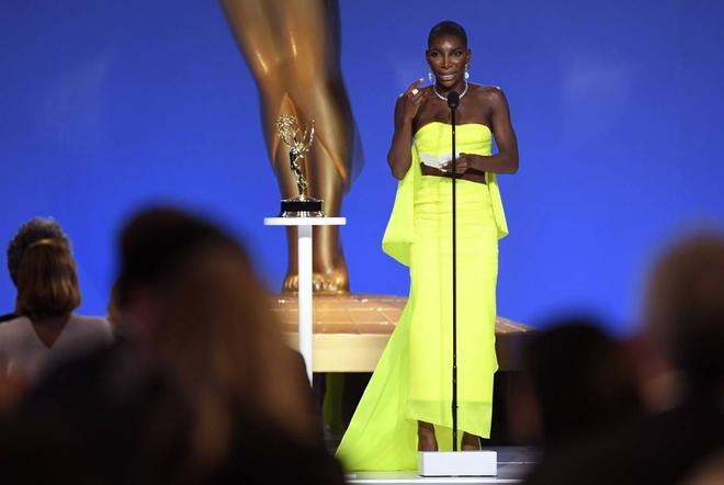 Michaela Coel durante su discurso en la entrega de los premios Emmy