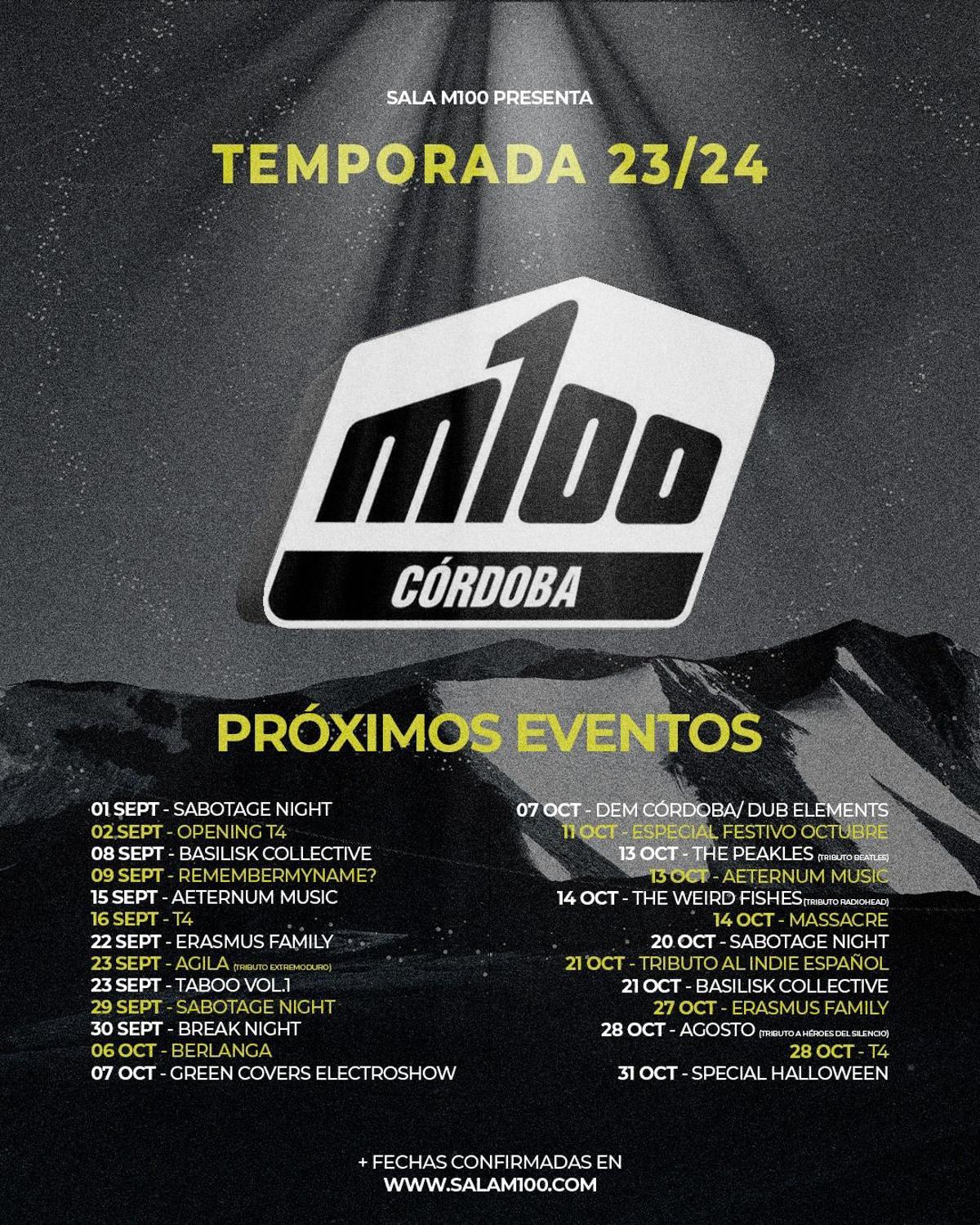 Cartel de los próximos meses.