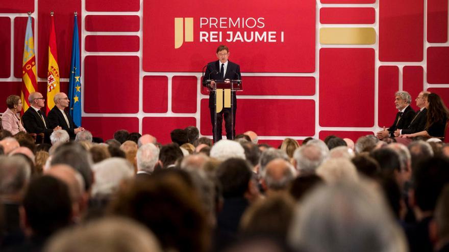 Ximo Puig, durante su discurso en los Jaume I.