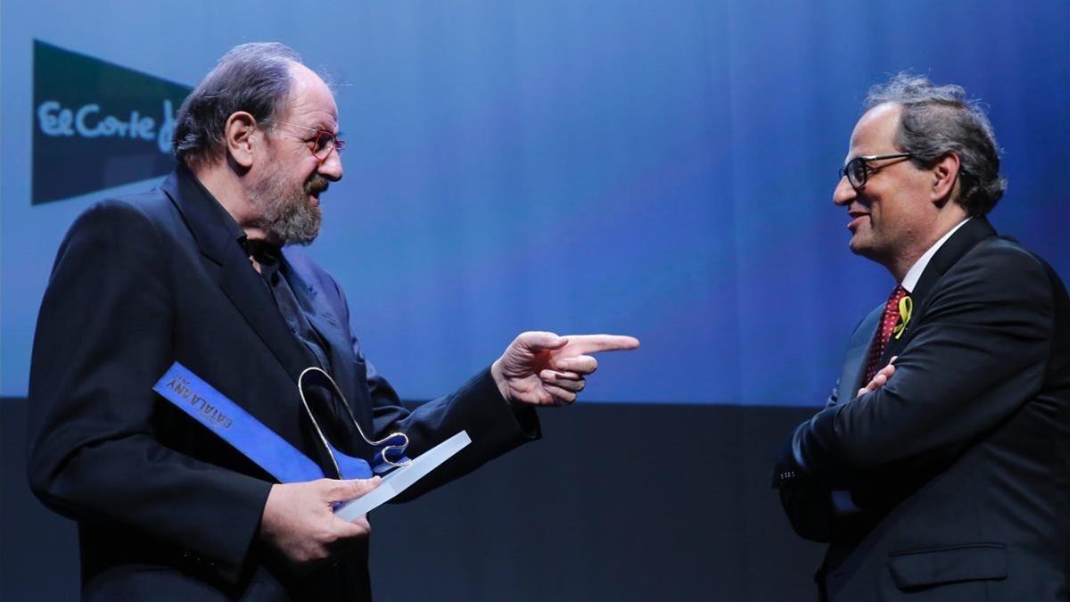 Josep Maria Pou y Quim Torra, en la gala del premio Català de l'Any de EL PERIÓDICO.