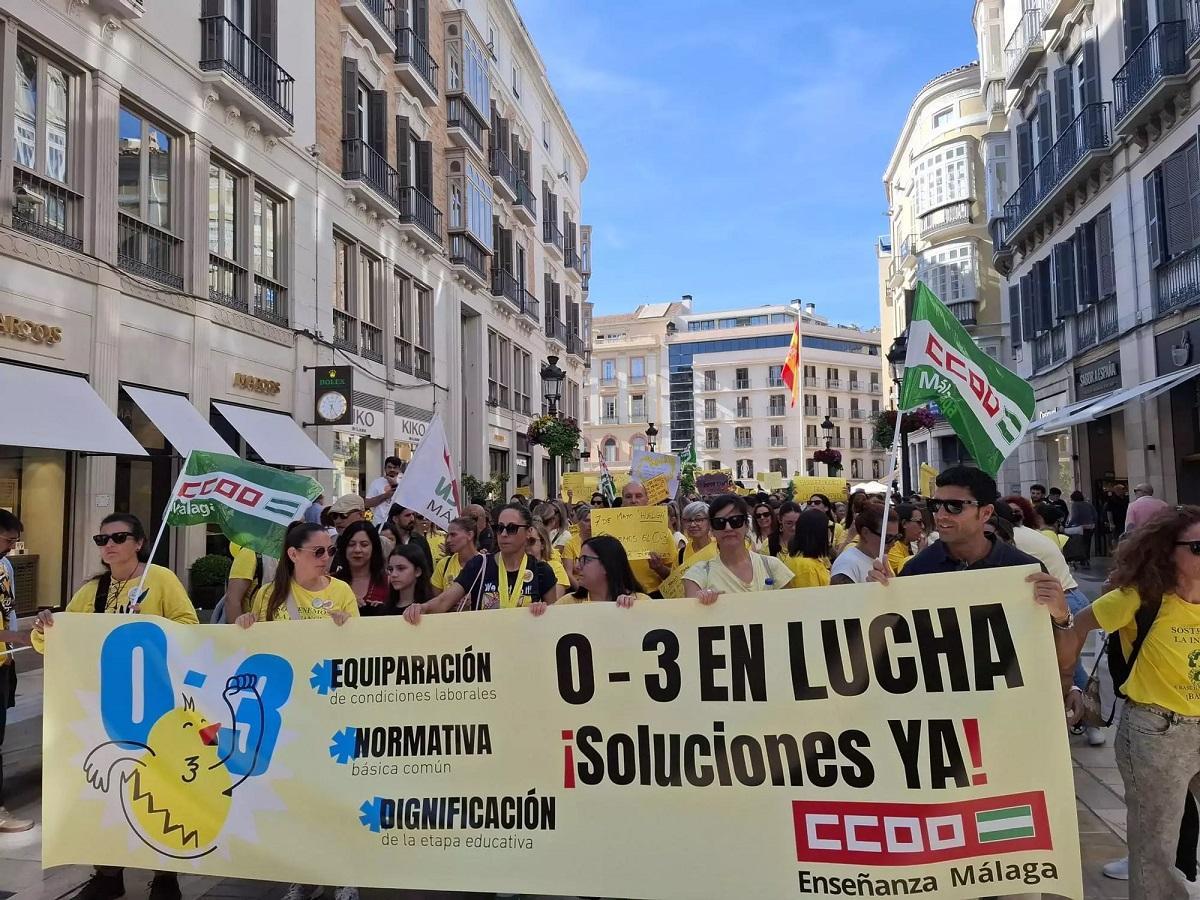 Manifestación en Málaga el pasado mes de mayo para reclamar unas condiciones dignas en las escuelas infantiles.