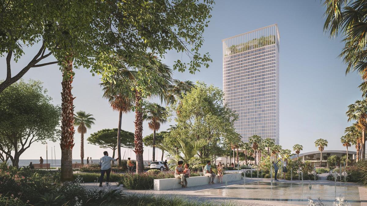 Vista Oeste del bulevar de la torre del Puerto de Málaga