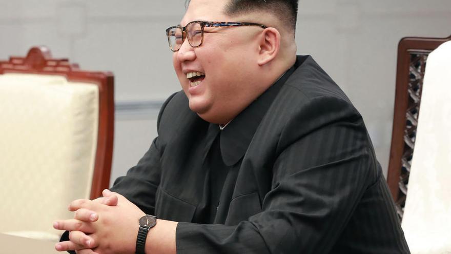 Kim Jong-un durante su reunión con Moon Jae-in.