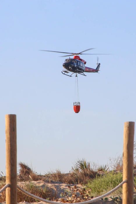 Labores de extinción del nuevo incendio en Guardamar del Segura, el cuarto en diez dias