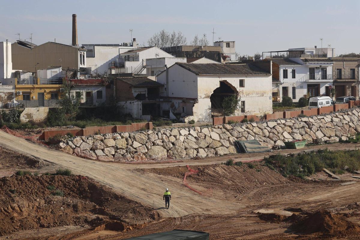 Avance de las obras en el cauce del barranco del Poyo a su paso por Picanya.