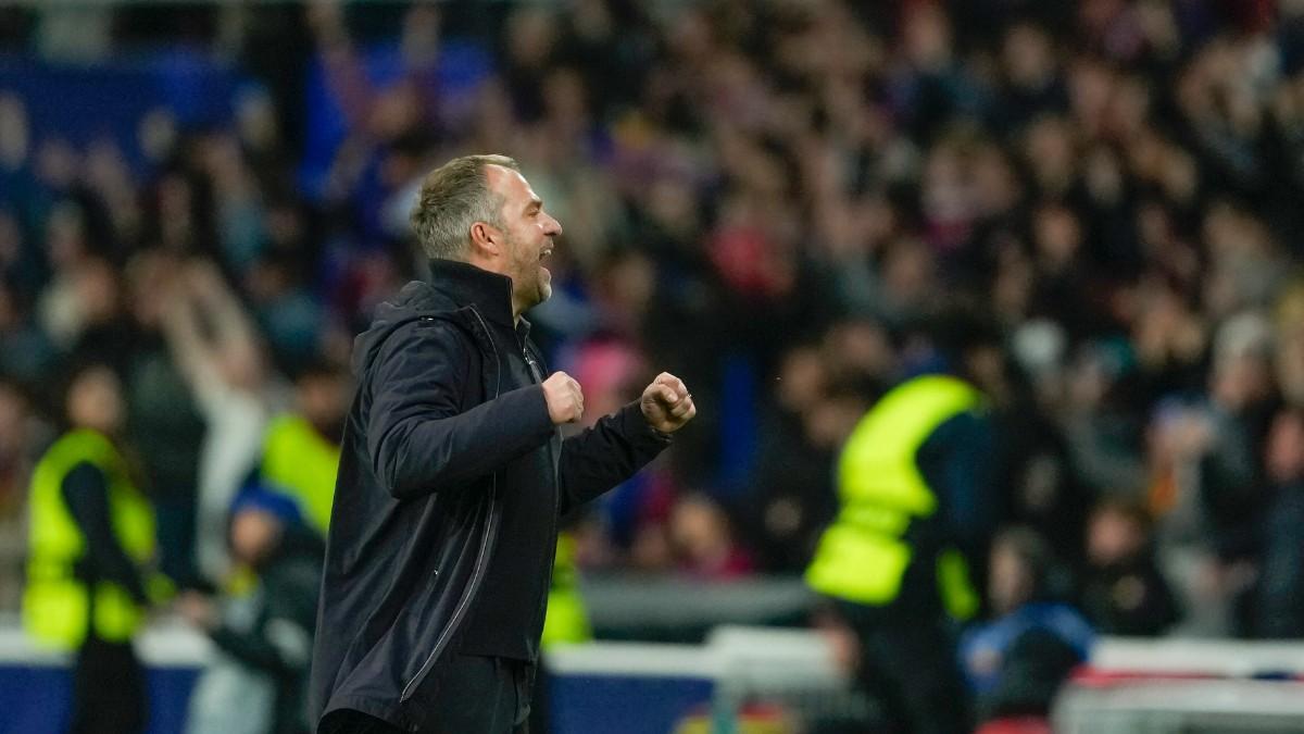 Hansi Flick celebrando un tanto del FC Barcelona