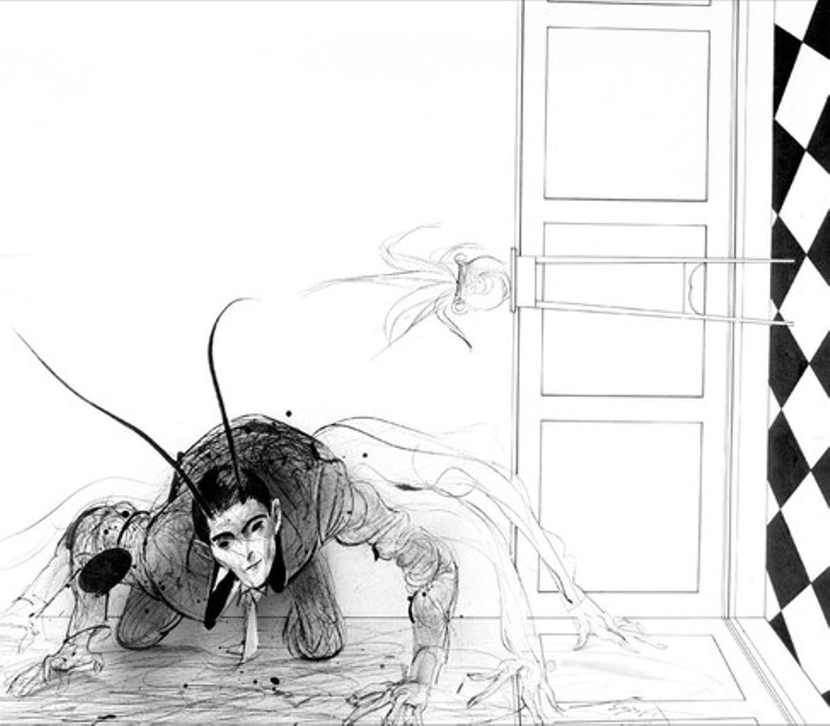 Kafka com a Gregor Samsa. Kafka com a Gregor Samsa.
