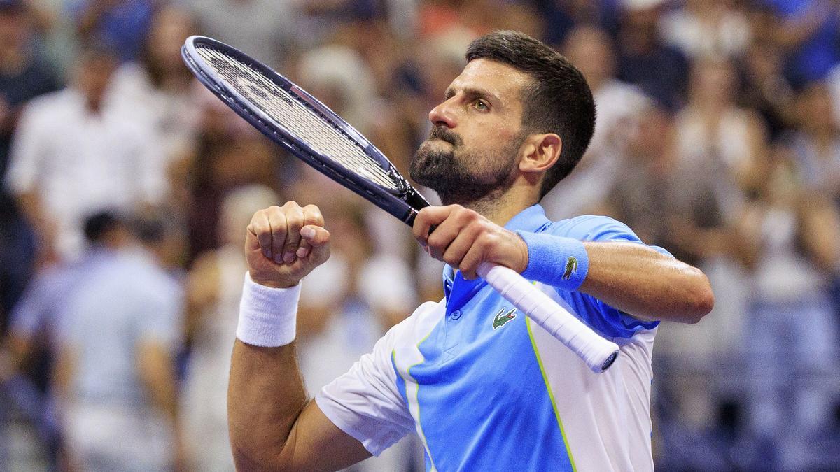 Novak Djokovic celebra una victoria en el US Open 2023.