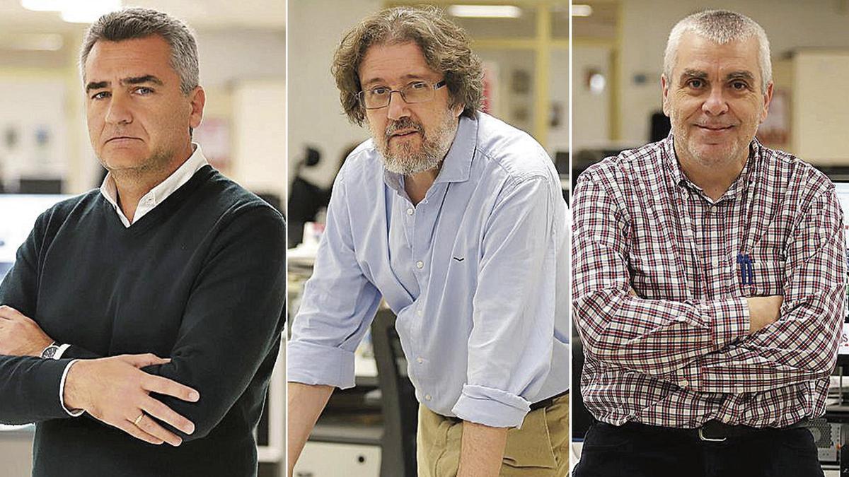 De izquierda a derecha, Rafael de la Haba (redactor jefe), Manuel Ruiz (jefe de Digital) e Ignacio Luque (jefe de Deportes), en las instalaciones de Diario CÓRDOBA