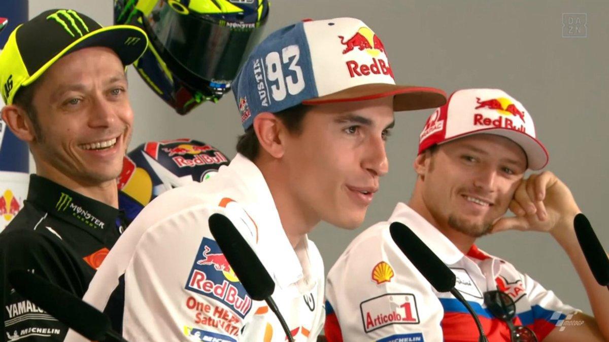 Márquez, Rossi y Miller, en rueda de prensa