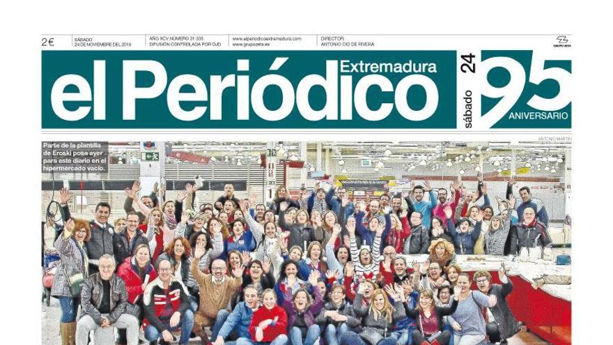 Esta es la portada de EL PERIÓDICO EXTREMADURA correspondiente al día 24 de noviembre del 2018