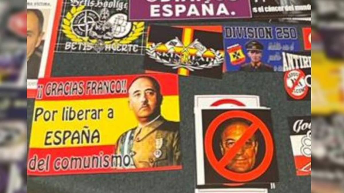 Los nazis detenidos tenían pegatinas a favor de Franco y en contra de Florentino Pérez.