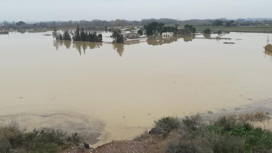 La riada del Ebro se acerca a Mequinenza y comienzan las labores de limpieza en toda la ribera