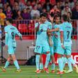 La celebración del gol de Fermín ante el Almería