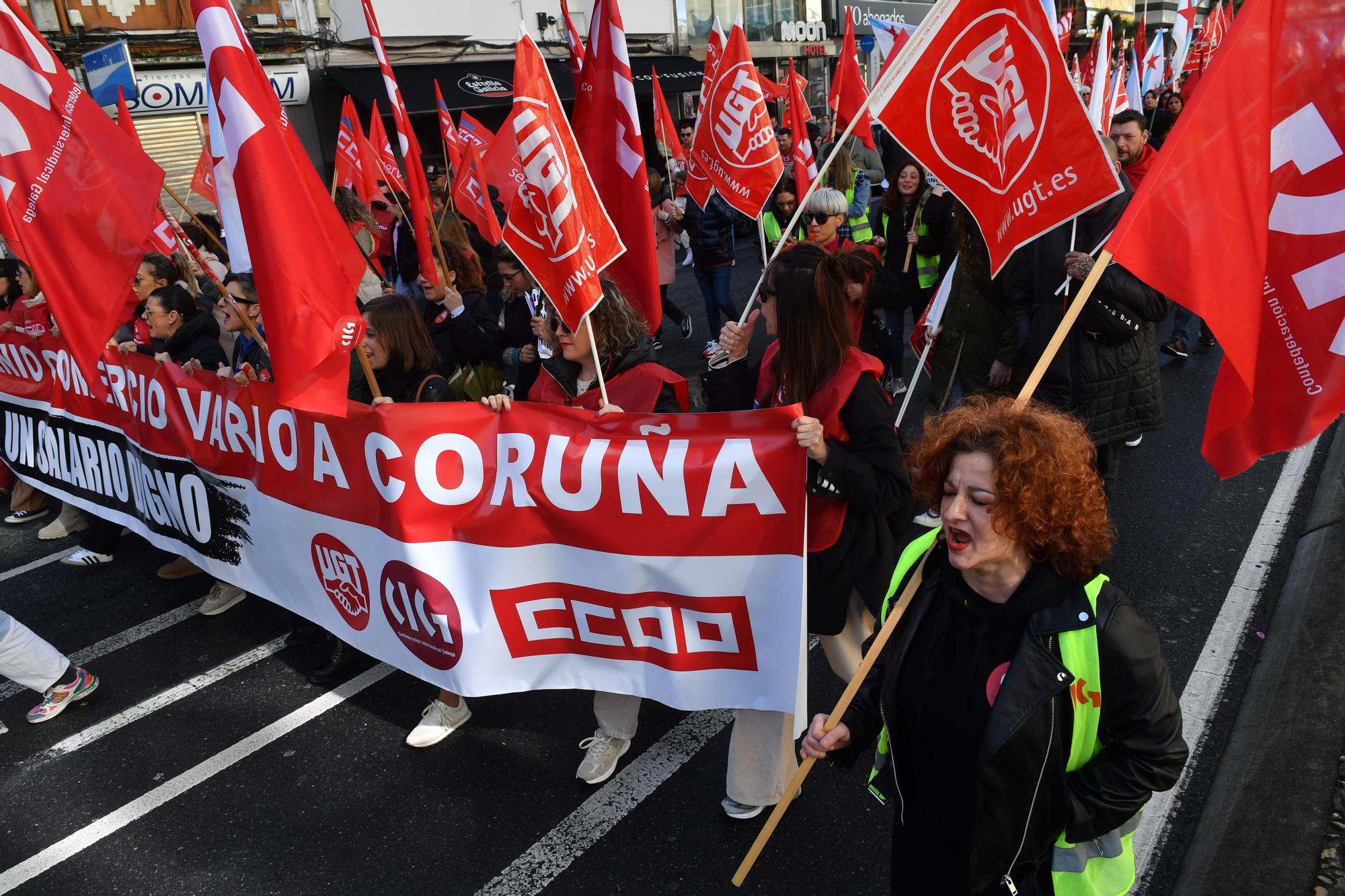 Manifestación de trabajadores del comercio en A Coruña